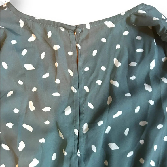 Abercrombie & Fitch Green White Polka Dot Long Sleeve Mini Dress Size Small Tall - Picture 8 of 10